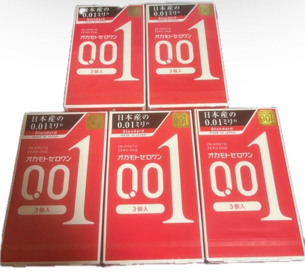オカモト ゼロワン 0.01 3個入り コンドーム 【5箱セット】