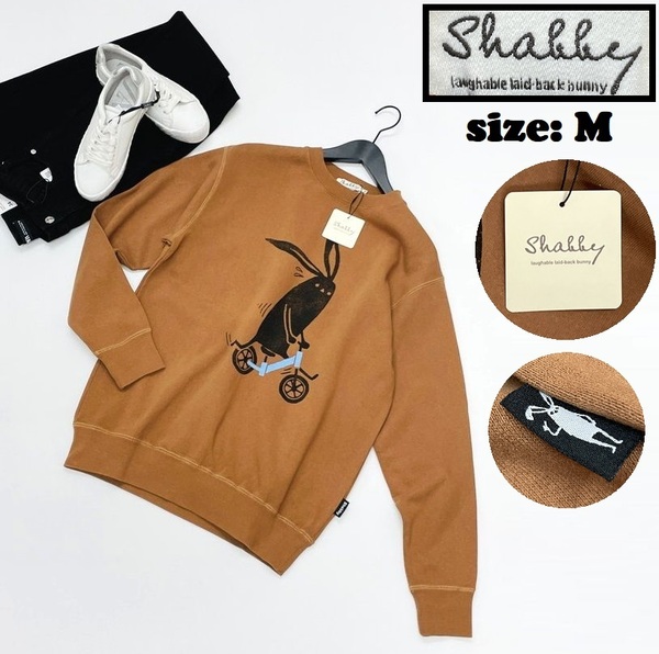 Shabby /M/ ブラウン 長袖スウェット トレーナー トップス タグ付き スポーツ バイク ミリタリー キャンプ アウトドア オートバイ シャビー
