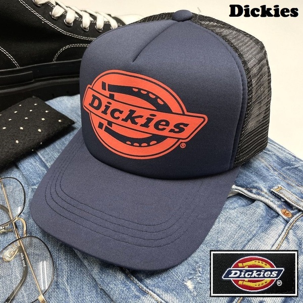 Dickies ネイビー メッシュキャップ スポーツ ゴルフ バイク ミリタリー トラック キャンプ アウトドア 野球帽子ブラックタグ ディッキーズ