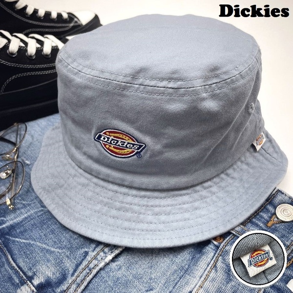 Dickies ライトブルー バケットハット アウトドアキャンプ ゴルフスポーツ 帽子 バイクオートバイ ロゴワッペン ホワイトタグ ディッキーズ