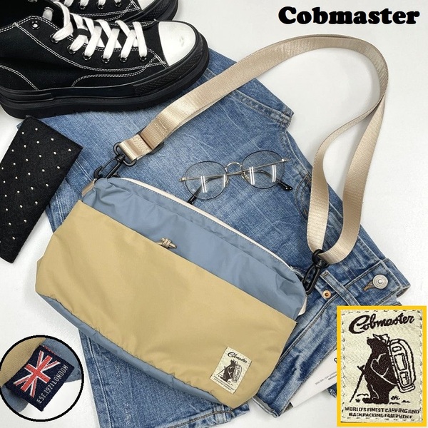 Cobmaster ブルー×ベージュ ショルダーバッグ オレンジインナー アウトドアキャンプバイクオートバイスポーツゴルフイギリス コブマスター