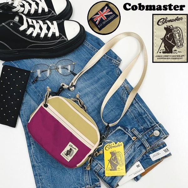 Cobmaster ピンク×ベージュ ショルダーバッグ オレンジインナー アウトドアキャンプバイクオートバイスポーツゴルフイギリス コブマスター