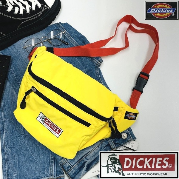 Dickies イエロー ボディバッグ オレンジベルト スポーツ ゴルフ バイク ミリタリー キャンプアウトドア ブラックメッシュ ディッキーズ