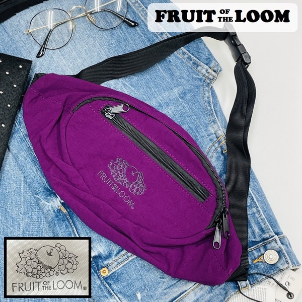 FRUIT OF THE LOOM パープル ボディバッグ ロゴ刺繍 スポーツ ゴルフ バイクミリタリーキャンプアウトドアオートバイ フルーツオブザルーム
