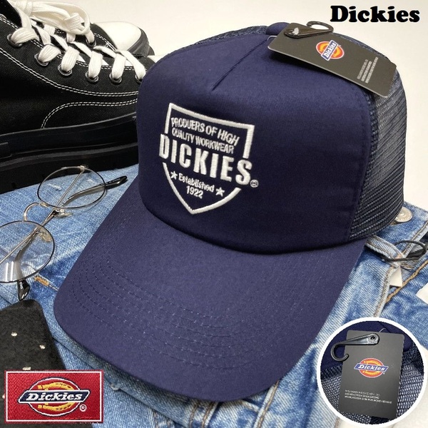 Dickies ネイビー メッシュキャップ ホワイト刺繍 スポーツ ゴルフ バイク トラック キャンプアウトドア オートバイ 野球帽子 ディッキーズ