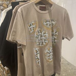 ■激レア■新品未使用■コムデギャルソン × クリストファーネメス限定Tシャツ-縄柄のブラウン系ドット切り抜き-24年ホリデー■XL■正規品