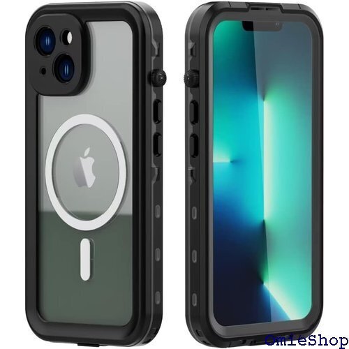 iPhone 14 ケース 完全防水 ストラップ付き 液晶画面保護フィルム アウトドア iPhone14 黒 865