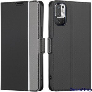 Xiaomi適用 Redmi Note 10 JE/N 撃 カード入れ スタンド 2色組合 グレー + ブラック 1087