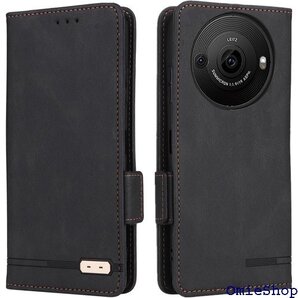 AQUOS R8 pro ケース 手帳型 ストラップ グネット ケース 携帯ケース つや消し レトロ ブラック 1284