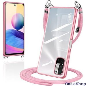 Xiaomi Redmi Note 10 JE/Red 肩掛け 首掛け 斜めかけケース 耐衝撃 ローズゴールド 1294