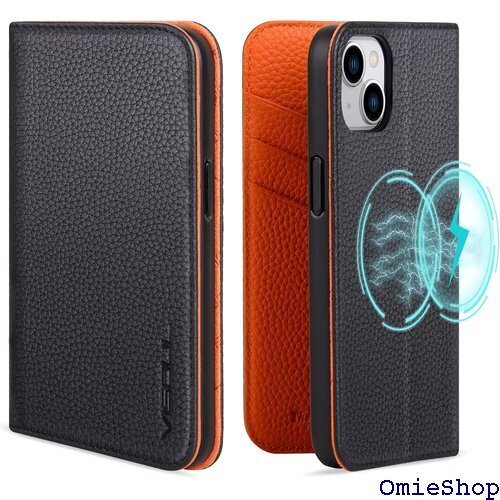 VISOUL iPhone15 対応 ケース 手帳型 式 スタンド機能 6.1インチ アイホン 15 オレンジ 1407