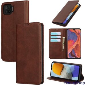 oppo a73 ケース 手帳型 耐衝撃 オッポa73 カードスロット、キックスタンド レザー ダークブラウン 1444