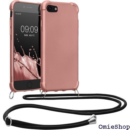 kwmobile スマホショルダー Apple iPh カバー 肩掛け ストラップ付き メタリックピンクゴールド 1573