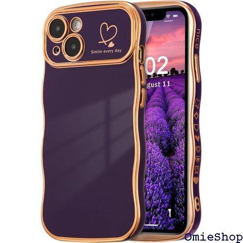 ZTOFERA iPhone 15 用 ハートケース 女性 携帯カバー ワイヤレス充電対応 ダークバイオレット 1652