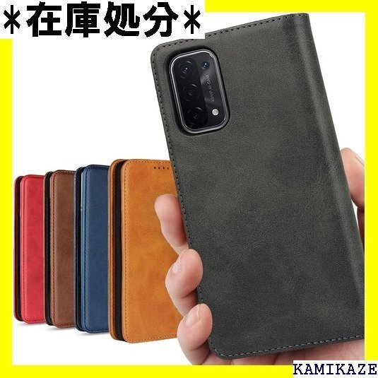 OPPO A54 5G ケース 手帳型 カードケース カード入れ スタンド機能 落ち着いた色 レトロ ブラック 1838
