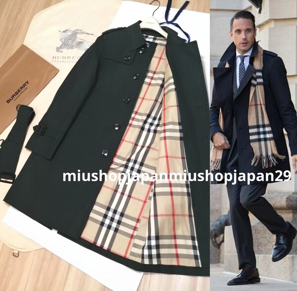 本物上質●バーバリー ロンドン BURBERRY LONDON ノバチェック ステンカラーコート トレンチコート 玉虫色 L シングル