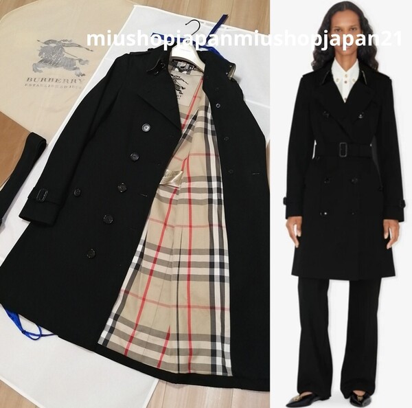 本物上質●バーバリー ヘリテージ BURBERRY BLACK ノバチェック 黒 トレンチコート ブラック ベルト ヘリテージ 小さいサイズ XS S