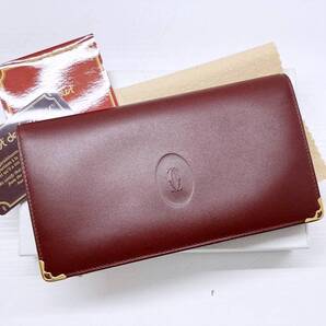 美品 Cartier カルティエ マスト がま口 長財布 ボルドー ゴールド 73184183
