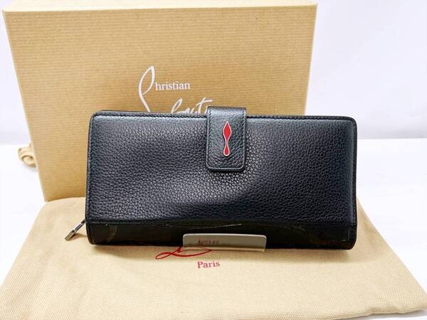美品 Christian Louboutin クリスチャンルブタン パロマウォレット スニーカーソール ロゴ 二つ折り長財布 黒 3195086