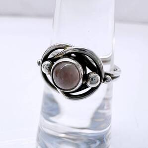 美品 Georg Jensen ジョージジェンセン #5 ローズクォーツ シルバーリング 指輪 ピンク系 約10号
