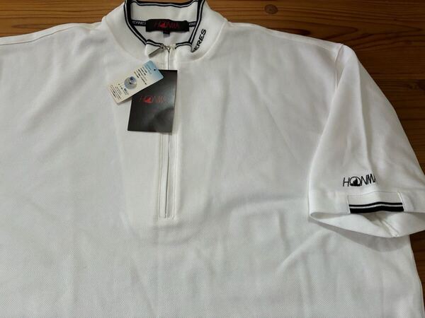 送料込み!HONMA GOLF 新品未使用 ハーフジップ 半袖Tシャツ 白 Lサイズ ホンマゴルフ タグ付き BERES GOLF ゴルフウェア