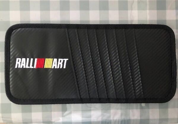 送料無料!ラリーアート RALLI///ARTロゴ カーボン調 サンバイザー カード・CDホルダー パジェロ ランエボ デリカ コルト