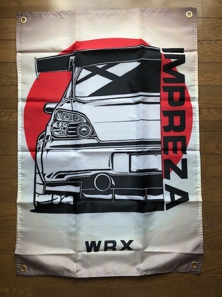 送料無料!お部屋に!オフ会で目立つ! インプレッサ IMPREZAリヤショットロゴ バナー タペストリー フラッグ 旗 通常サイズ