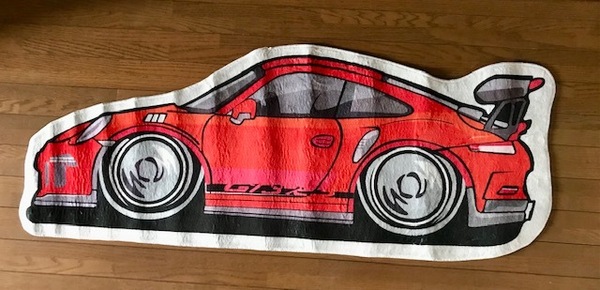 目立つ赤!ポルシェ911 992 GT3RS風ロゴ 特大 部屋マット・ソファー前・玄関マット送料サービス 空冷ポルシェ カレラ
