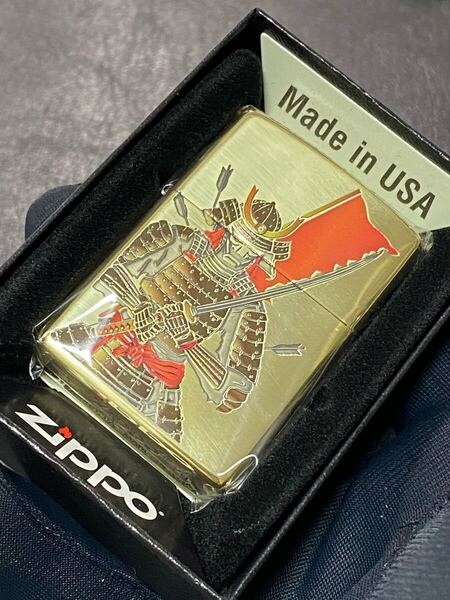 zippo 武士 ゴールド 前面加工 希少モデル 2024年製 ケース 保証書付き