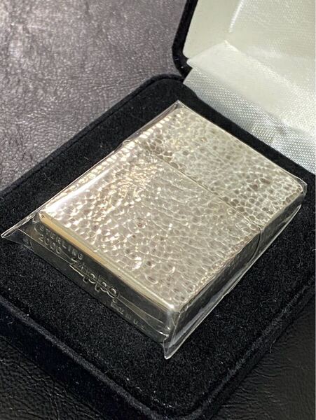 zippo スターリングシルバー ハンマートーン 純銀 希少モデル ヴィンテージ 2000年製 STERLING SILVER ベロアケース 保証書付き