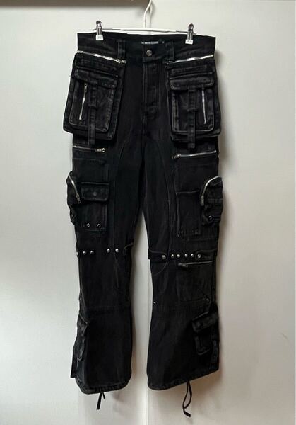 試着のみ 美品 NO/FAITH STUDIOS CARGO DENIM PANTS カーゴデニムパンツ ブラック BLK ノーフェイスステュディオ 送料込