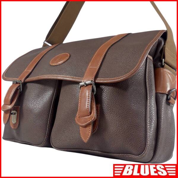 即決★POLO FIELD★レザーコンビショルダーバッグ メッセンジャーバッグ ポロフィールド メンズ レディース 茶 本革 カバン 斜め掛け 本皮