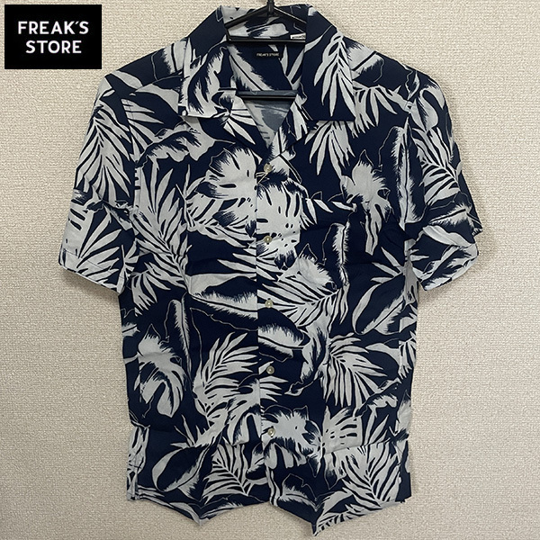 送料無料 新品 FREAK'S STORE フリークスストア オープンカラー アロハ シャツ インディゴ 開襟 半袖 M アメカジ ミリタリー ヴィンテージ