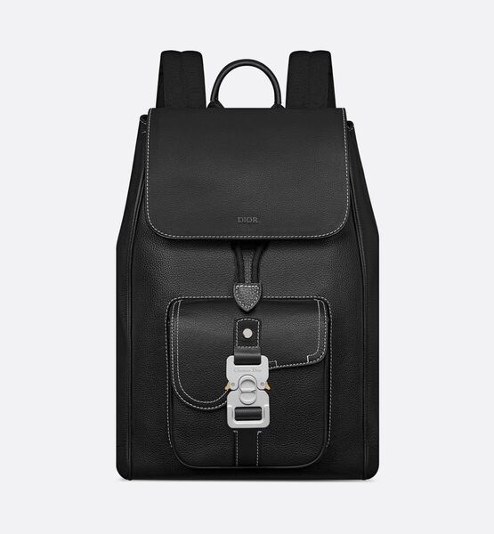 定価46万 ディオール DIOR Saddle サドル フラップ バックパック 1ADBA200 リュック デイパック ブラック 黒 レザー ビジネス メンズ 美品