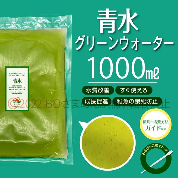 特濃縮【青水 グリーンウォーター増量中 1000ml】メダカ めだか 金魚 熱帯魚 ミジンコ ゾウリムシ 針子にどうぞ スポイト付き