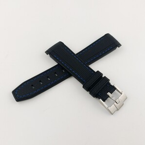 腕時計 社外品 シリコン ラバーベルト 20mm カーブエンド ブラック×ブルー 【対応】ロレックス サブマリーナ GMTマスター デイトナ Rolex