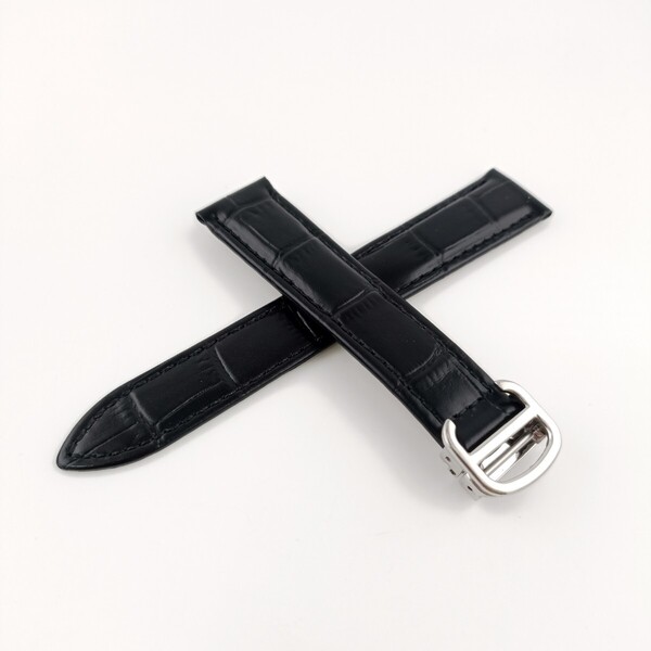 18mm 腕時計 レザー ベルト ブラック 黒 防水仕様 バックル付 【対応】カルティエ タンク等 Cartier