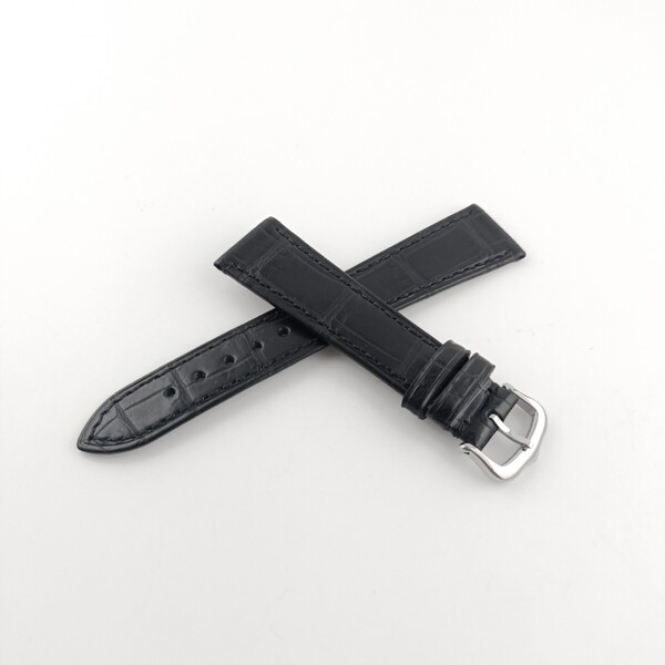 20mm 腕時計 アリゲーター レザー ベルト ブラック 黒 竹斑 尾錠タイプ 【対応】 カルティエ タンク 等 Cartier