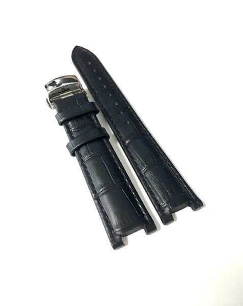 18mm 腕時計 凹型 レザーベルト ブラック 黒 Dバックル 【対応】 カルティエ パシャC/35 Cartier
