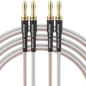 Douk Audio 14AWG 純銅金メッキバナナケーブル スピーカーワイヤー 金メッキプラグ 安定接続 ロスレス伝達 (2M, 2バナナTO 2バナナ)