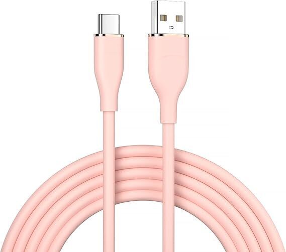 USB Type C ケーブル(ピンク, 1.5m) 柔らかいシリコン制 【PD/QC対応 66W急速充電】 絡まない 断線防止 USB タイプC (Type-C)