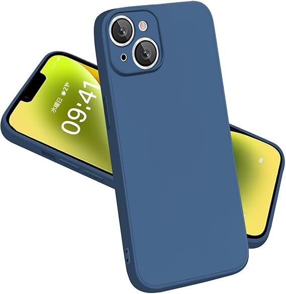 iPhone14Plus ケース シリコン 耐衝撃 薄型 超軽量 スマホケース アイフォン14Plus 携帯カバー レンズの全面保護 (ブルー)
