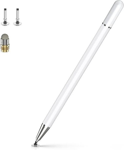 KINGONE タッチペン スタイラスペン 2in1 極細 充電不要 アイフォン ペン 磁気キャップ 高感度交換用ペン先付き(ディスク+導電繊維)