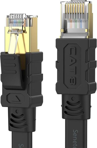 Senetem LANケーブル 5m CAT8 40Gbps/2000MHz カテゴリー8 超高速インターネットケーブル CAT8準拠 フラットケーブル RJ45 ツメ折れ防止