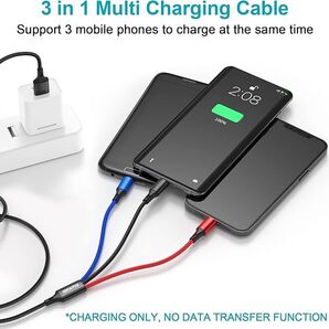 ショートマルチ充電ケーブル (3本パック 115㎝) マルチ充電ケーブル 編組 3イン1充電ケーブル マルチ充電器 すべてのデバイス用