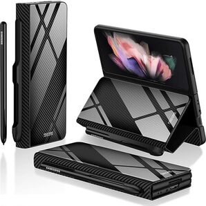 Galaxy Z Fold4 ケース Sペン収納 純正 Galaxy Z Fold4 ケース スタンド付きワイヤレス充電 Galaxy Z Fold4 ケース 5g (ブラック)