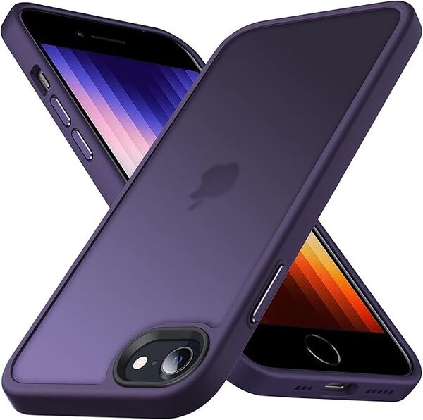 Anqrp iPhone SE 用 ケース 第3/2世代 マット半透明 iPhone SE2・8・7 米軍MIL規格 耐衝撃 スマホケース 擦り傷防止 ストラップホール付き