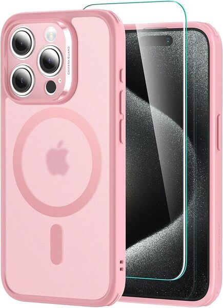 4 in 1セット!保護フィルム付き】ESR iPhone 15 Pro Max ケース Magsafe対応 半透明 マットケース 画面 保護フィルム付き 米軍MIL規格
