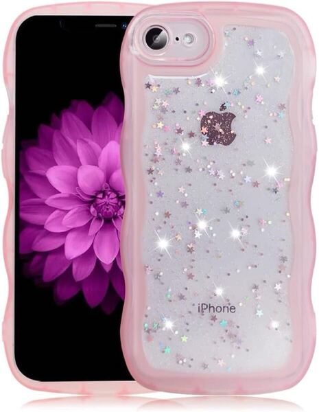 iPhone SE 3 iPhone SE 2 iPhone 8 iPhone 7 兼用 ケース クリア キラキラ かわいい (ピンク, iPhone 8/se2/se3/7)
