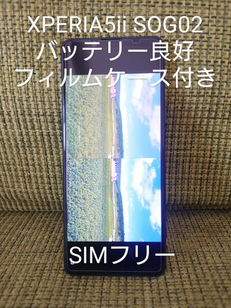 送料無料☆XPERIA5 ⅱ SOG02☆バッテリー良好 ガラスフィルム、ケース付き